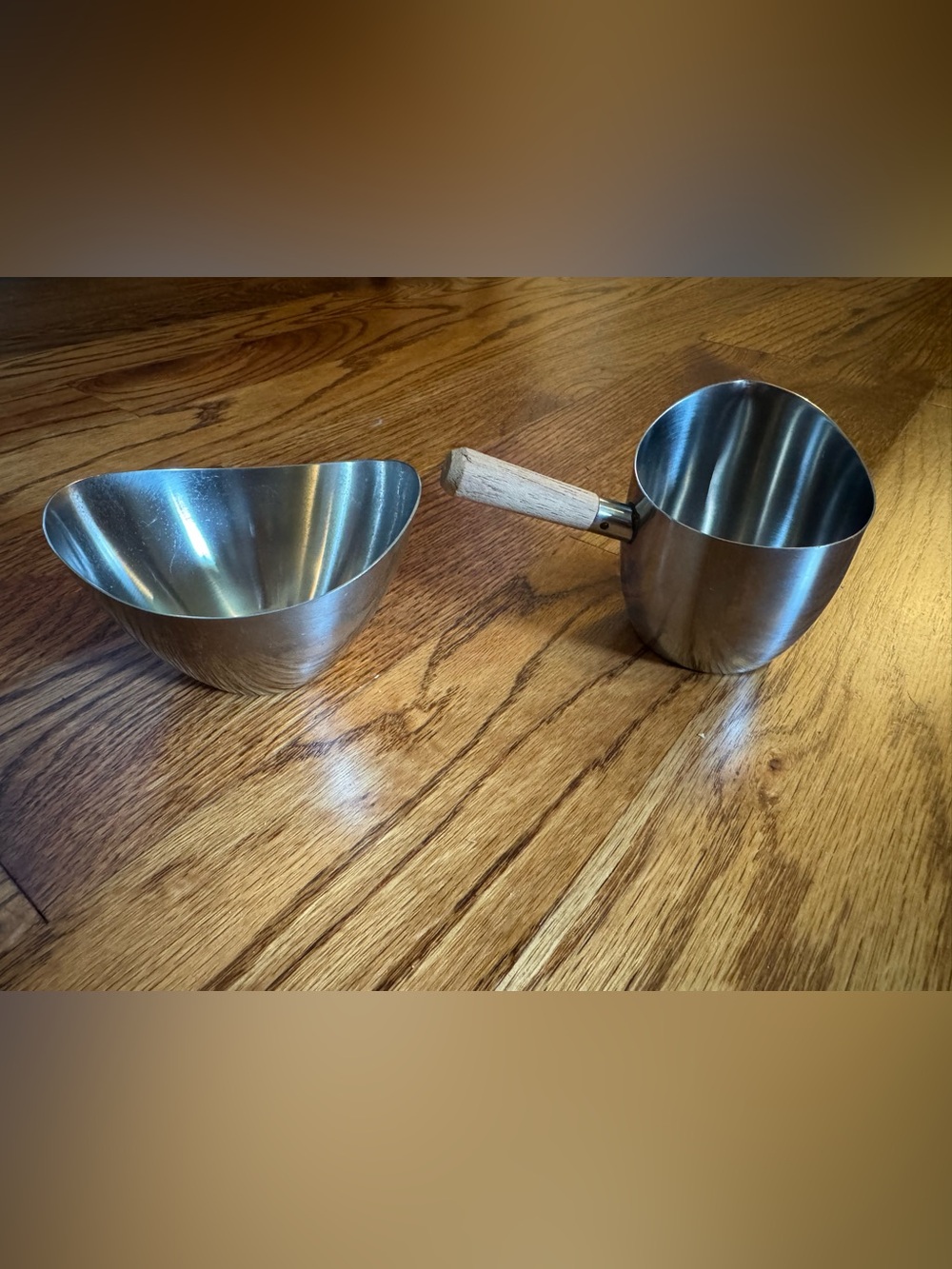 Vintage Denmark Stainless Steel Sugar Bowl and Creamer Set